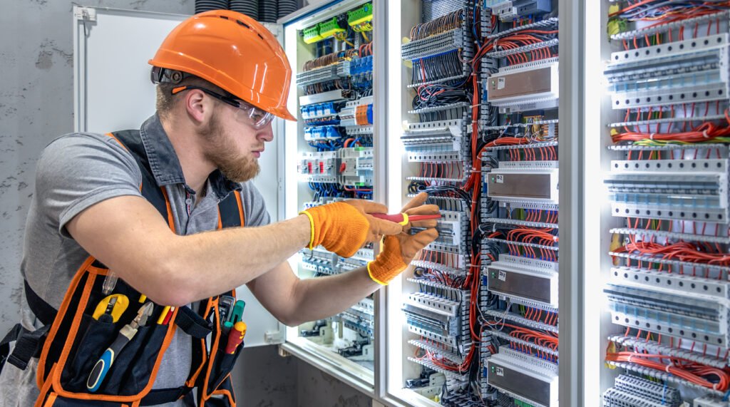 Électricien Artemis GEM en intervention sur un tableau électrique.