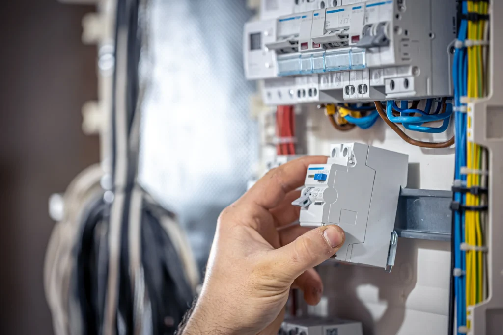 Électricien Artemis installant un circuit résidentiel dans une maison neuve.